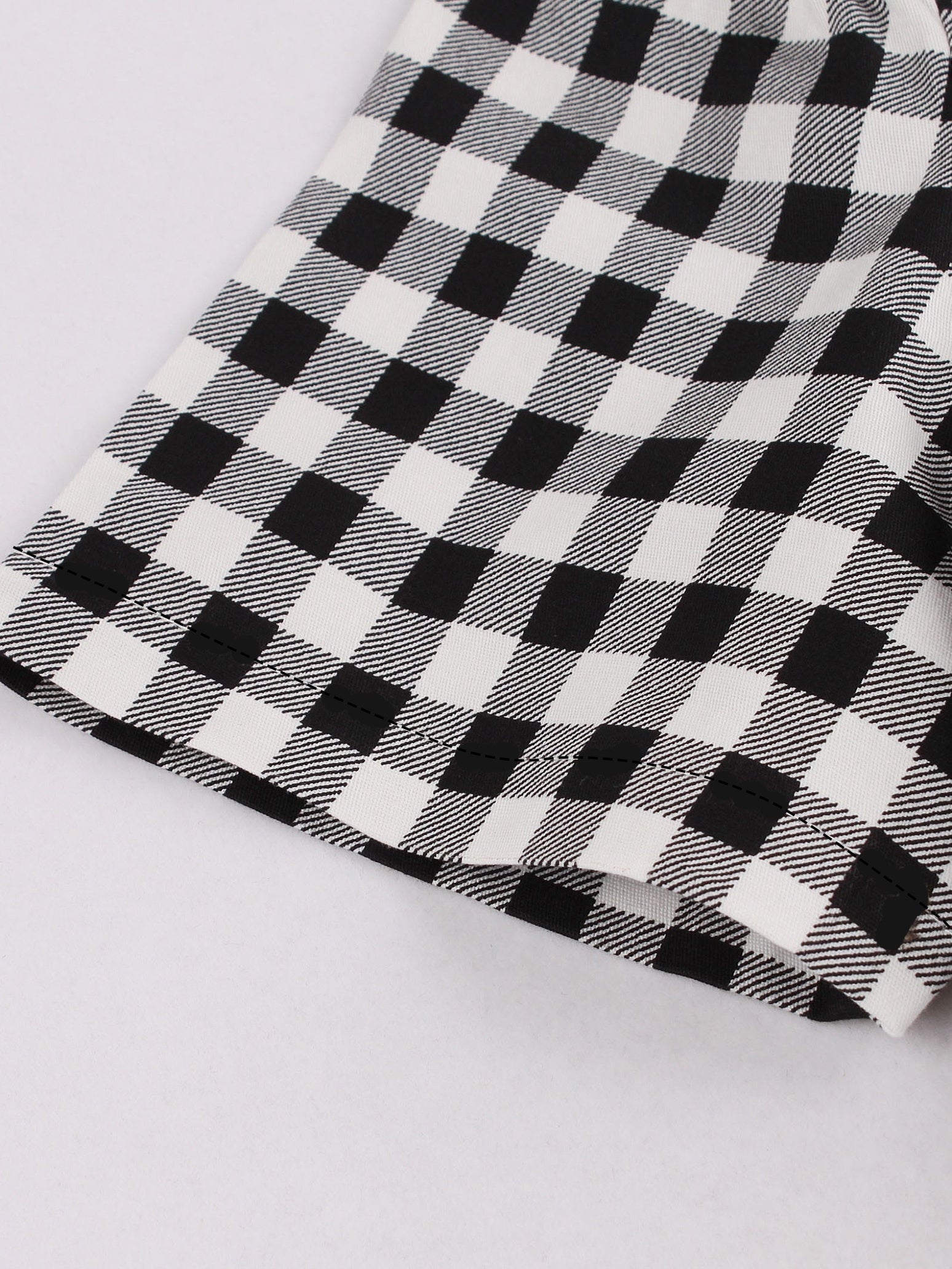 Gingham Print V-Neck A-Line Dress