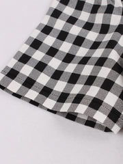 Gingham Print V-Neck A-Line Dress