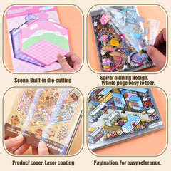 50pcs Mini House Scene Stickers Book Kapibala Cover DIY Scrapbook Decals