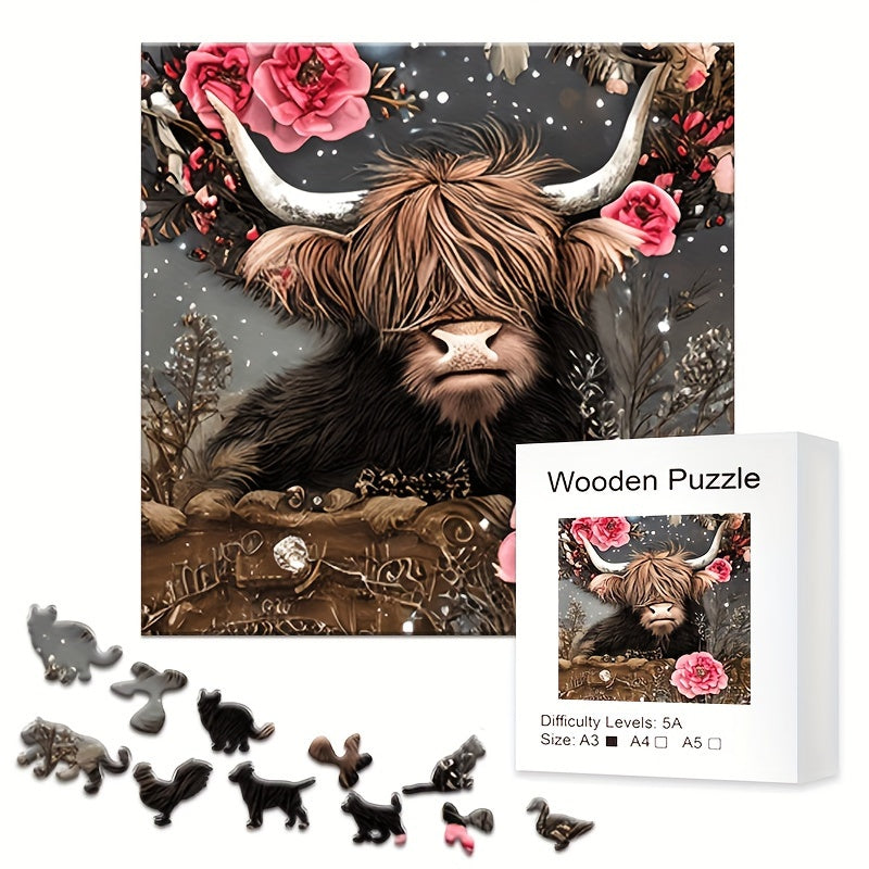 Cow Wooden Jigsaw Puzzle For Advanced Players Special Shapes Creative Birthday