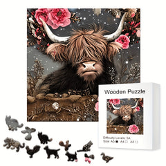 Cow Wooden Jigsaw Puzzle For Advanced Players Special Shapes Creative Birthday