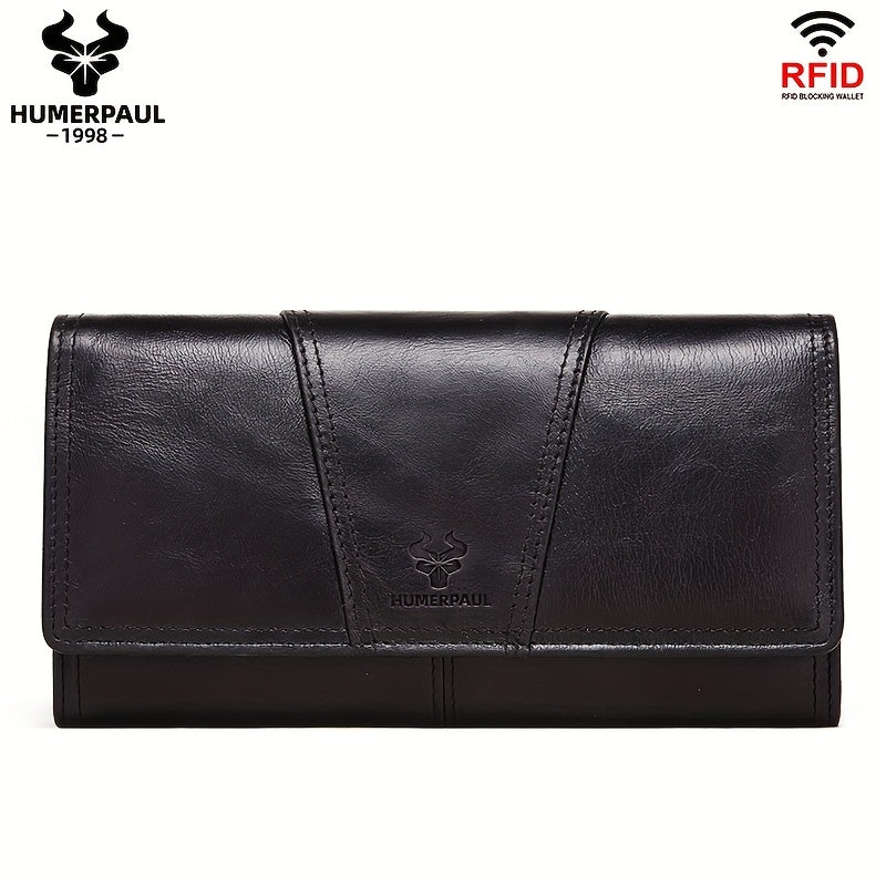 HUMERPAUL Women's Red Leather RFID Blocking Wallet