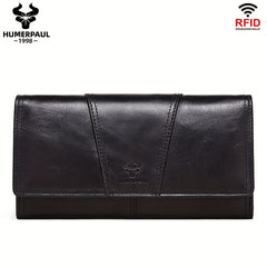 HUMERPAUL Women's Red Leather RFID Blocking Wallet
