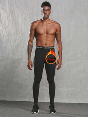 Men's Fleece Skinny Fit Leggings Thick Stretch Warm Long Pants For Winter