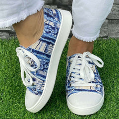 Striped Pattern Flat Shoes Women's Lightweight Casual Shoes