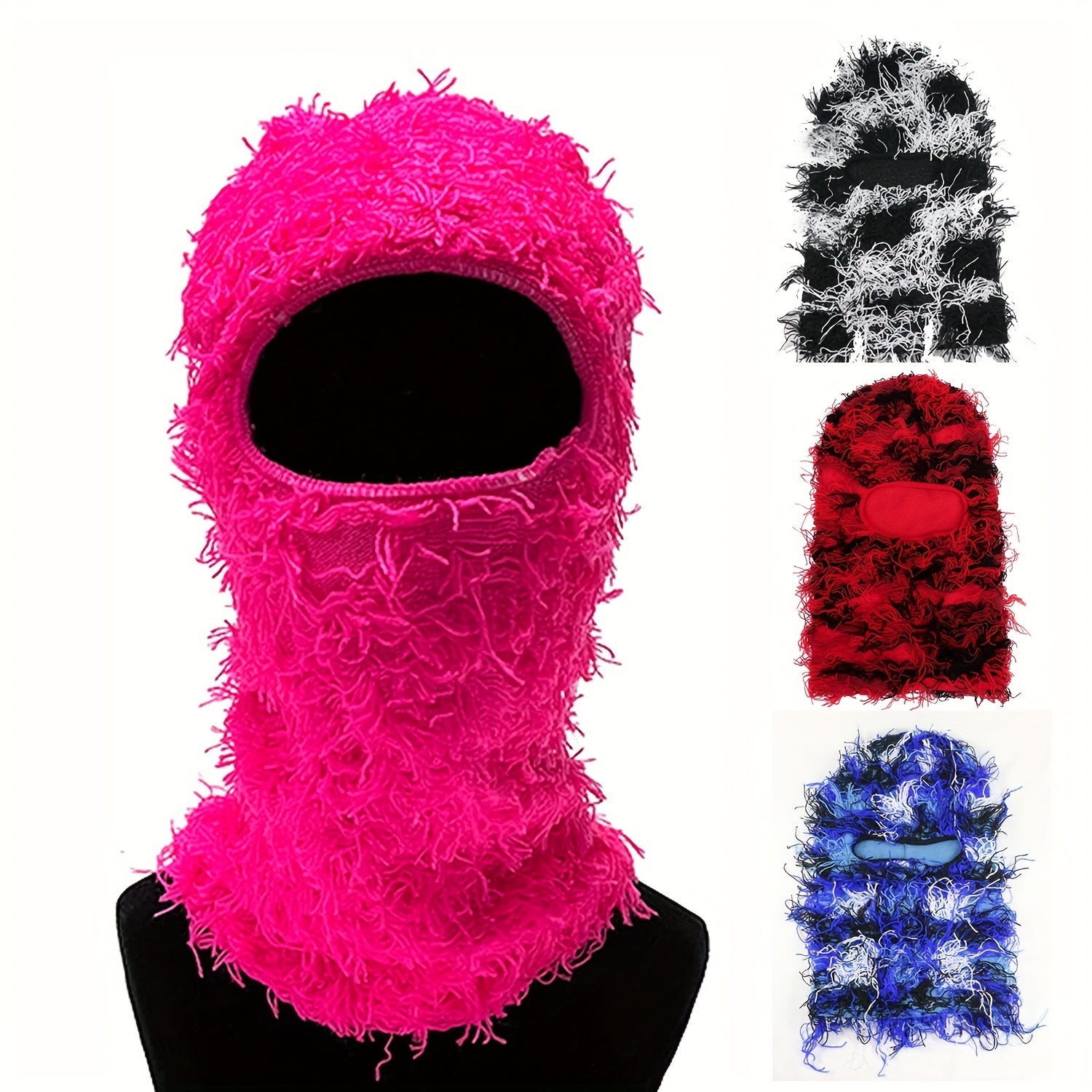 Y2K Hip Hop Tassel Balaclava Ski Mask Plush Warm Cycling Face Covering