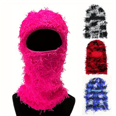 Y2K Hip Hop Tassel Balaclava Ski Mask Plush Warm Cycling Face Covering