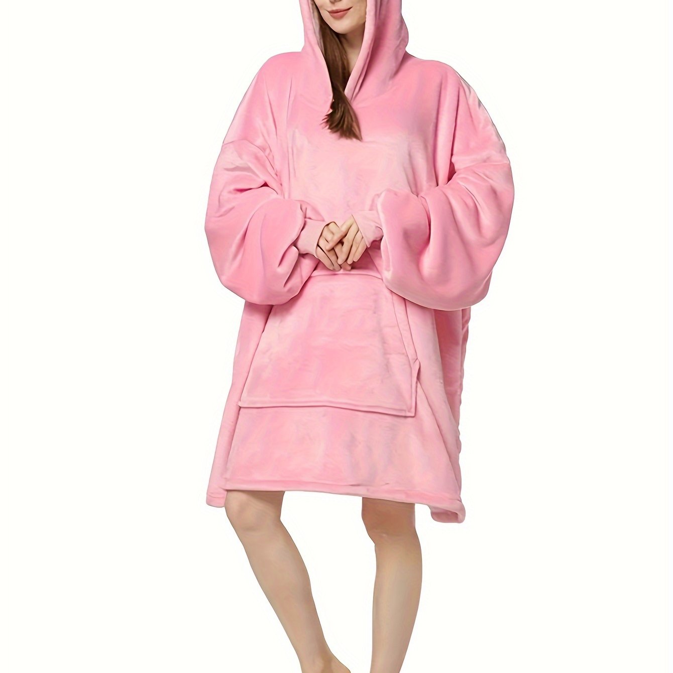 Winter Fleece Hooded Robe with Pockets
