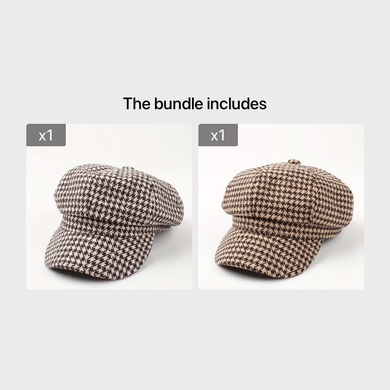Thousand Bird Lattice Octagonal Hat Bright Silk Beret Plaid Painter Hat