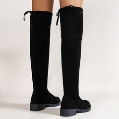Women's Thermal Over-The-Knee Boots Slip-On Lace-Up Block Heel