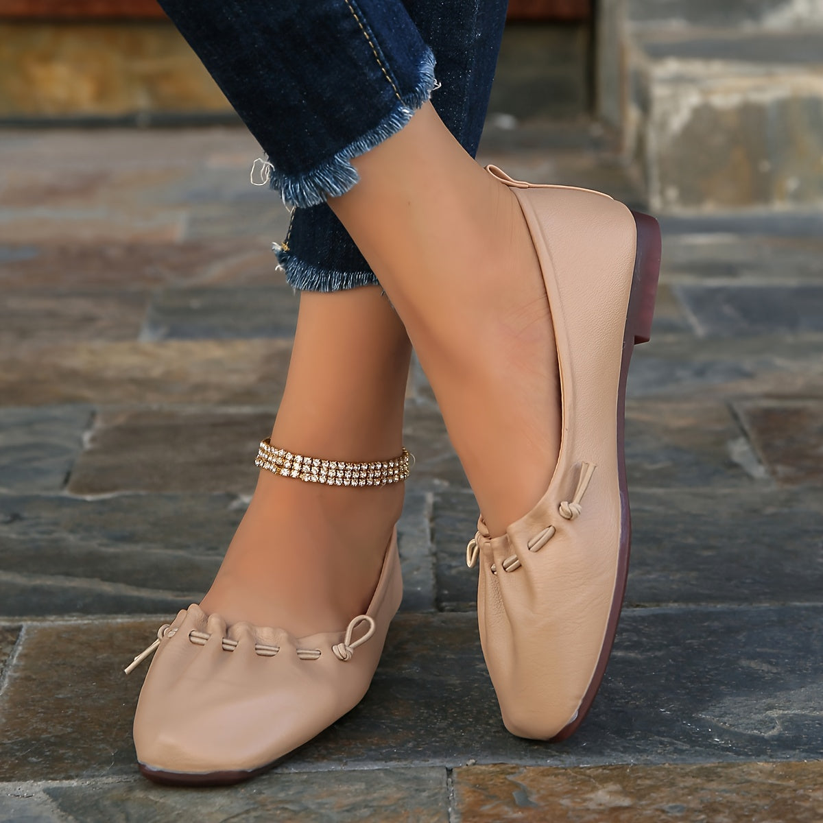 Women's Square Toe Flat Shoes Soft Sole Casual Ballet Flats