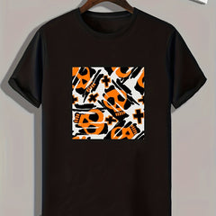 Skull Pattern Print Men's Comfy Sports T-shirt