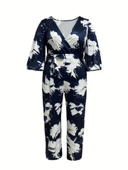 Floral Print Long Sleeve Wide Leg Jumpsuit