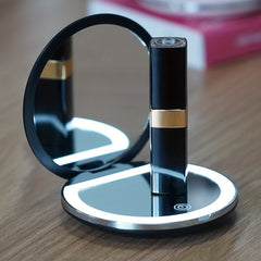 LED Mini Vanity Mirror 2X 5X Magnification Double Sided Folding Lighted Makeup M