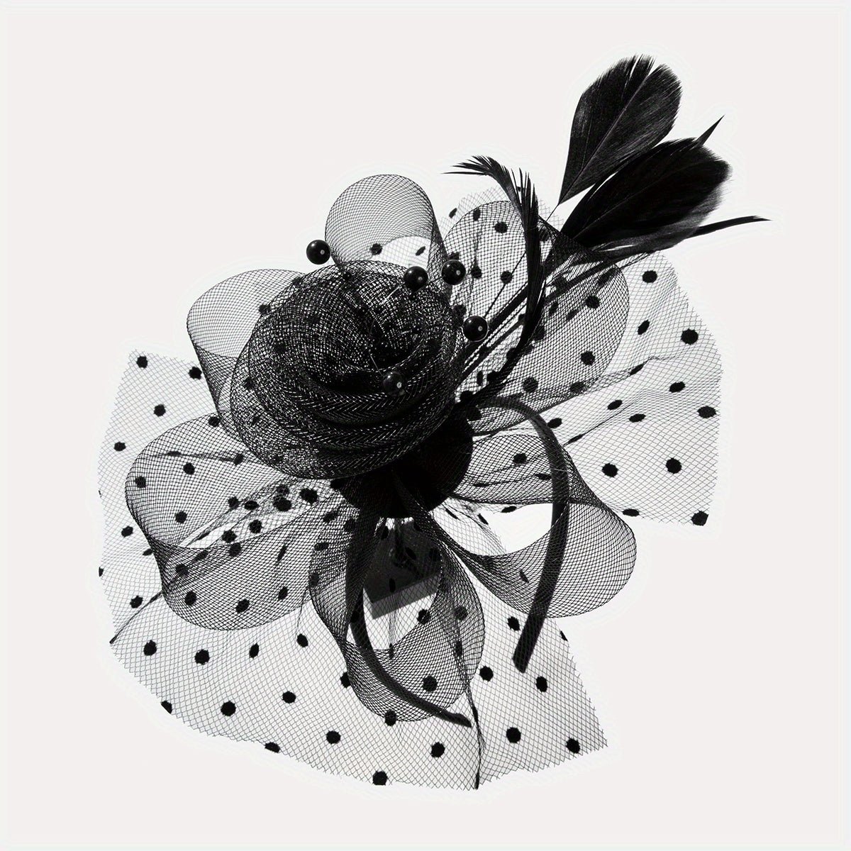 Women Flower Veil Mesh Feather Fascinator Tea Party Bridal Derbyhat