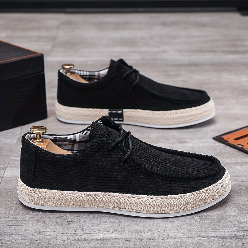 Men's Casual Lace up Flat Loafer Shoes Lightweight Non slip Walking Shoes