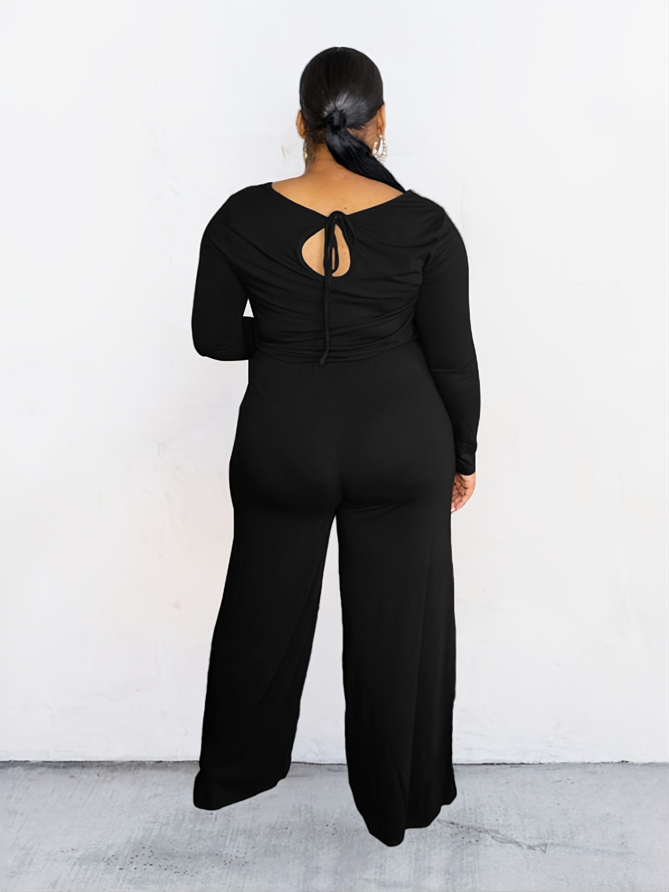 Knot Back Drawstring Wide Pant Jumpsuit