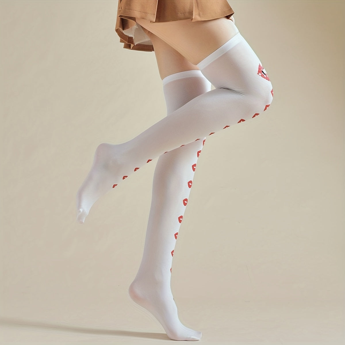 Lips Print Thigh High Socks Halloween Cosplay Over-The-Knee Socks