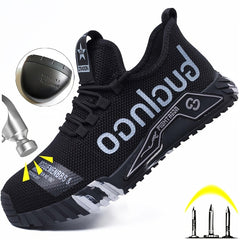 Men's Steel Toe Work Safety Shoes, Anti-skid, Puncture Proof, Lace Up
