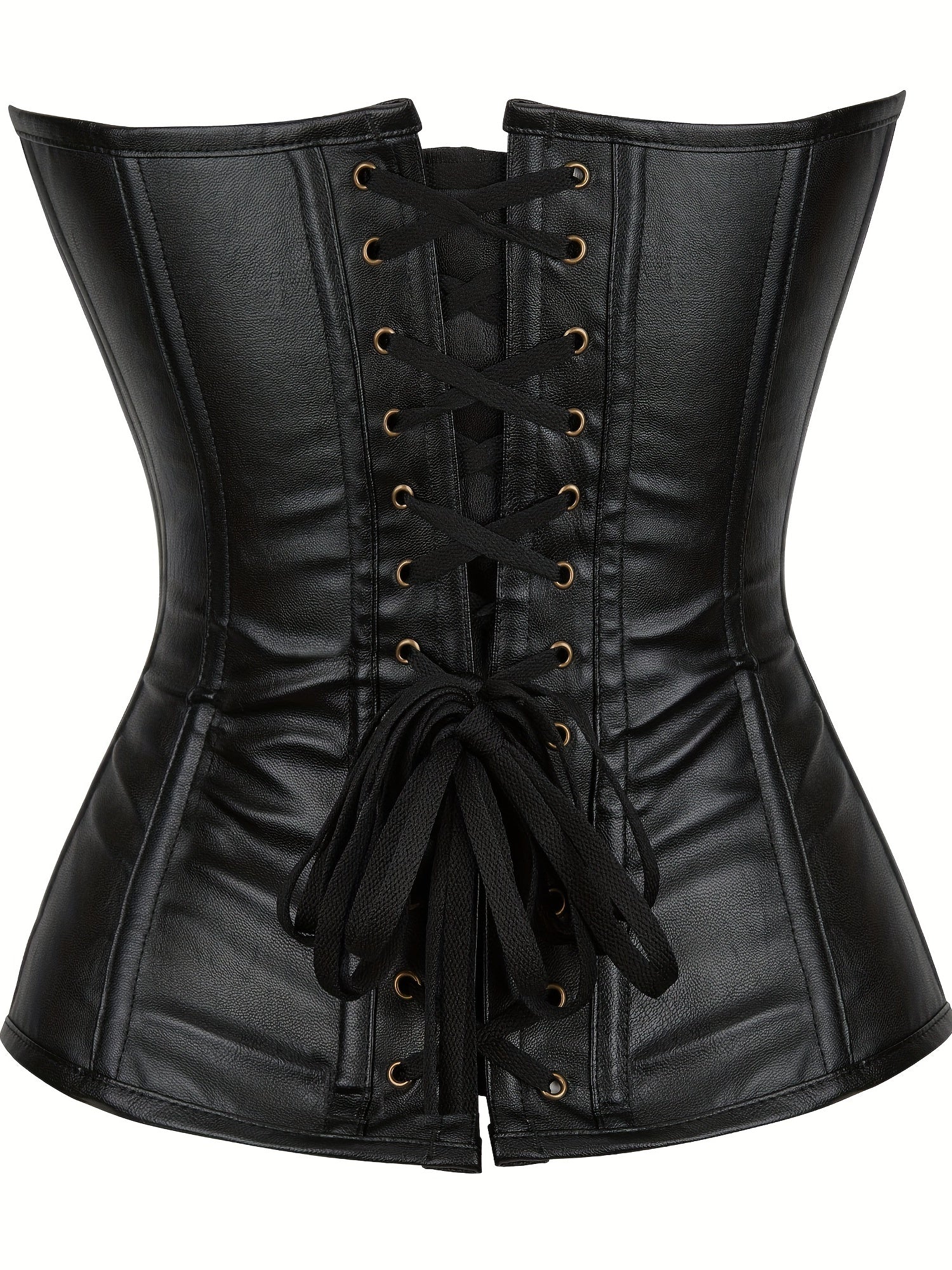 Chain Decor Strapless Corset Bustier Tummy Control Lace Up Zipper Body Shaper