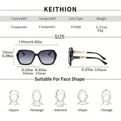 Oversized Polarized Sunglasses Rhinestone Gradient Lens UV Protection