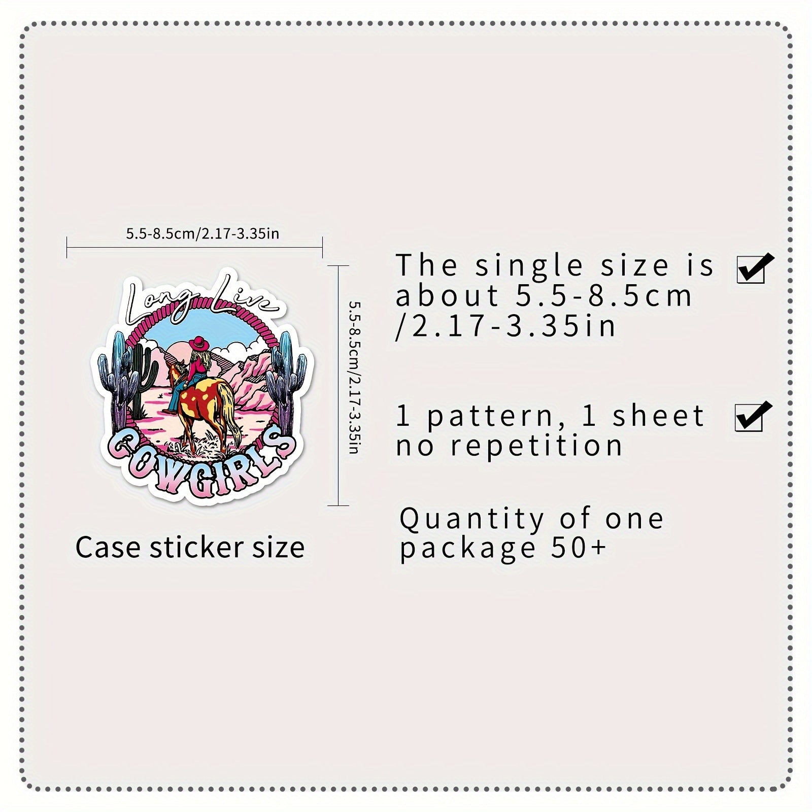 50pcs Cowgirl Cartoon Graffiti Stickers Waterproof Sticker