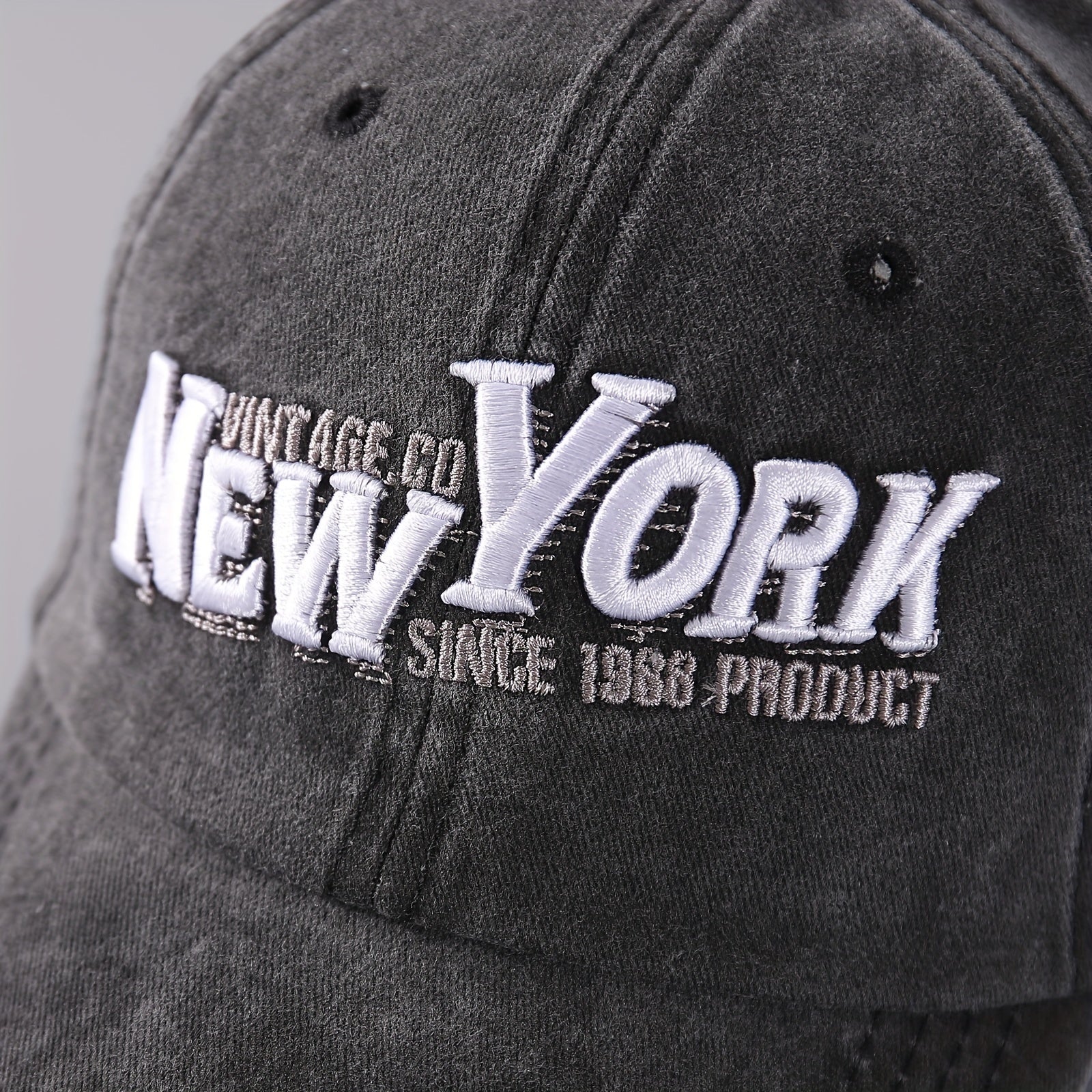 Embroidered Baseball Cap Denim Washed Curved Brim Peaked Cap