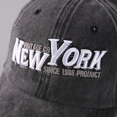 Embroidered Baseball Cap Denim Washed Curved Brim Peaked Cap