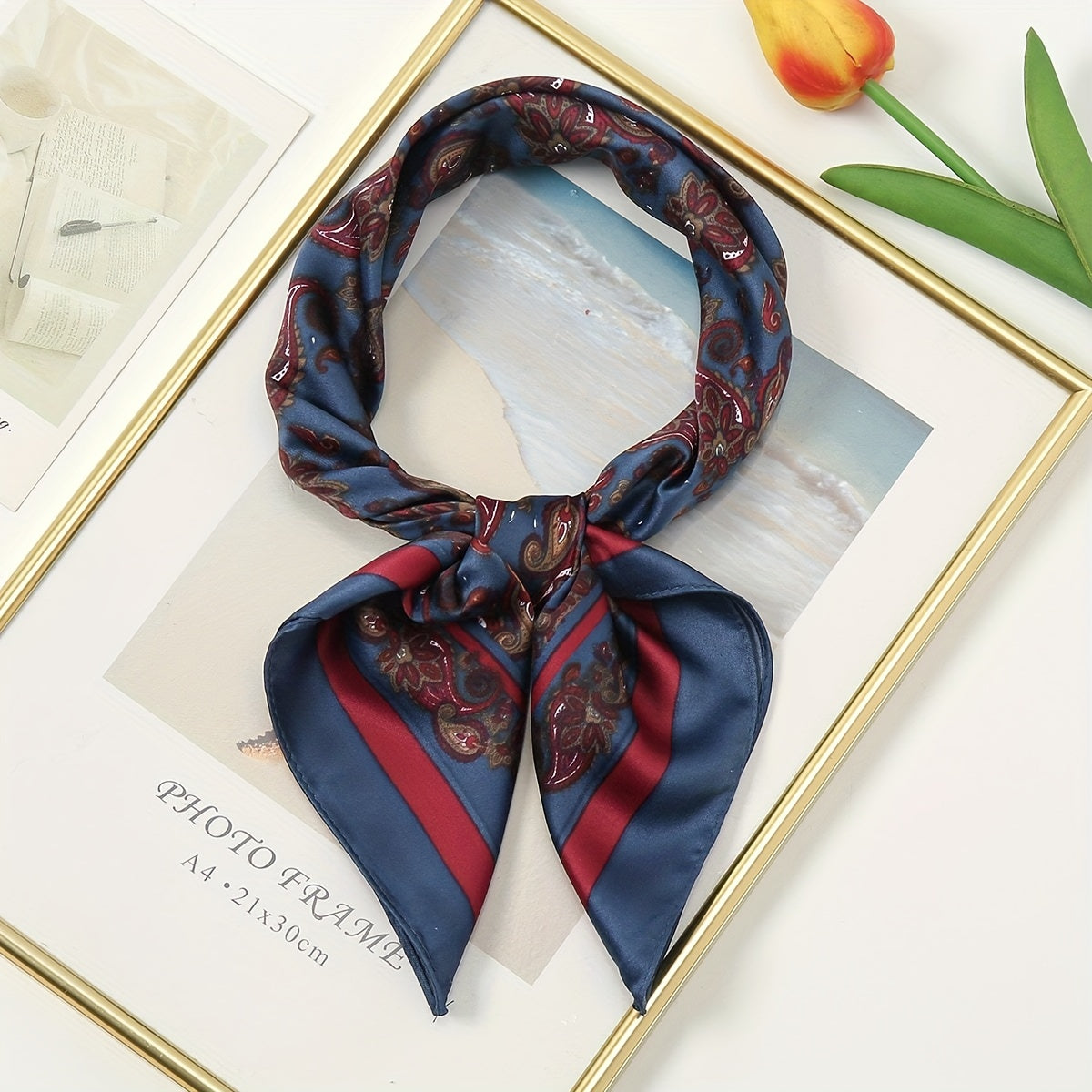 Vintage Paisley Print Square Scarf Dark Bandana Classic Neckerchief