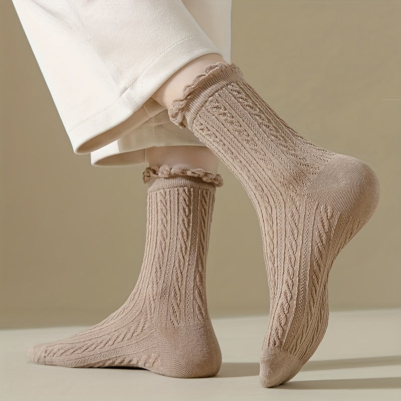 6 Pairs Comfy & Ruffle Women's Textured Socks