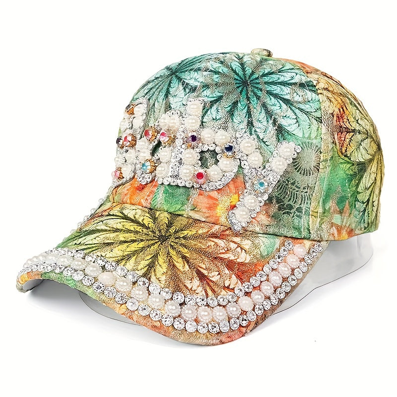 Rhinestone BABY Patch Baseball Cap Flower Embroidery Sun Hat