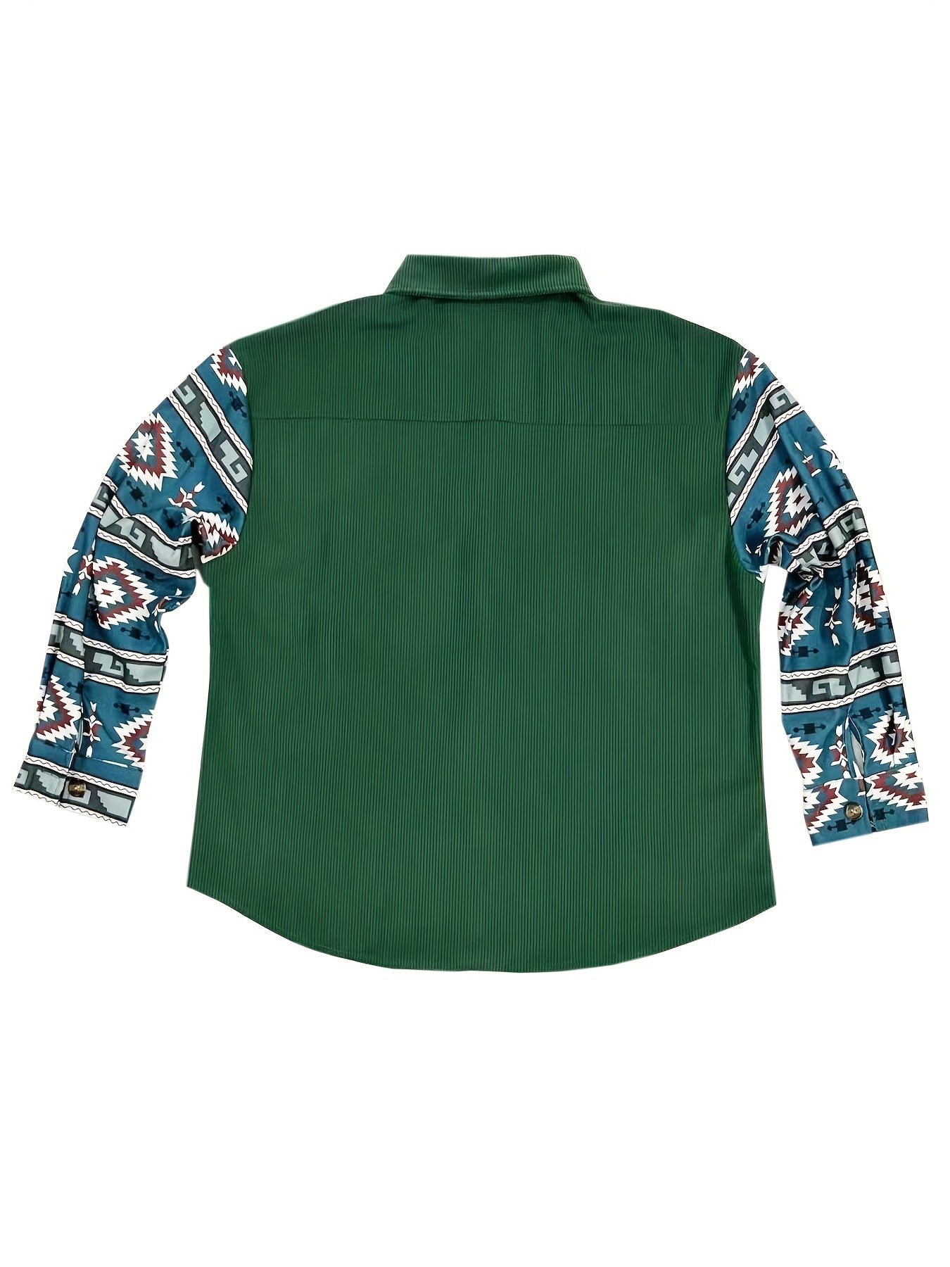 Colorblock Southwestern Print Button Up Blouse