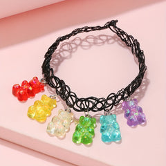 Girls 6 Bear Pendant Necklace Gift For Children Kids Accessories