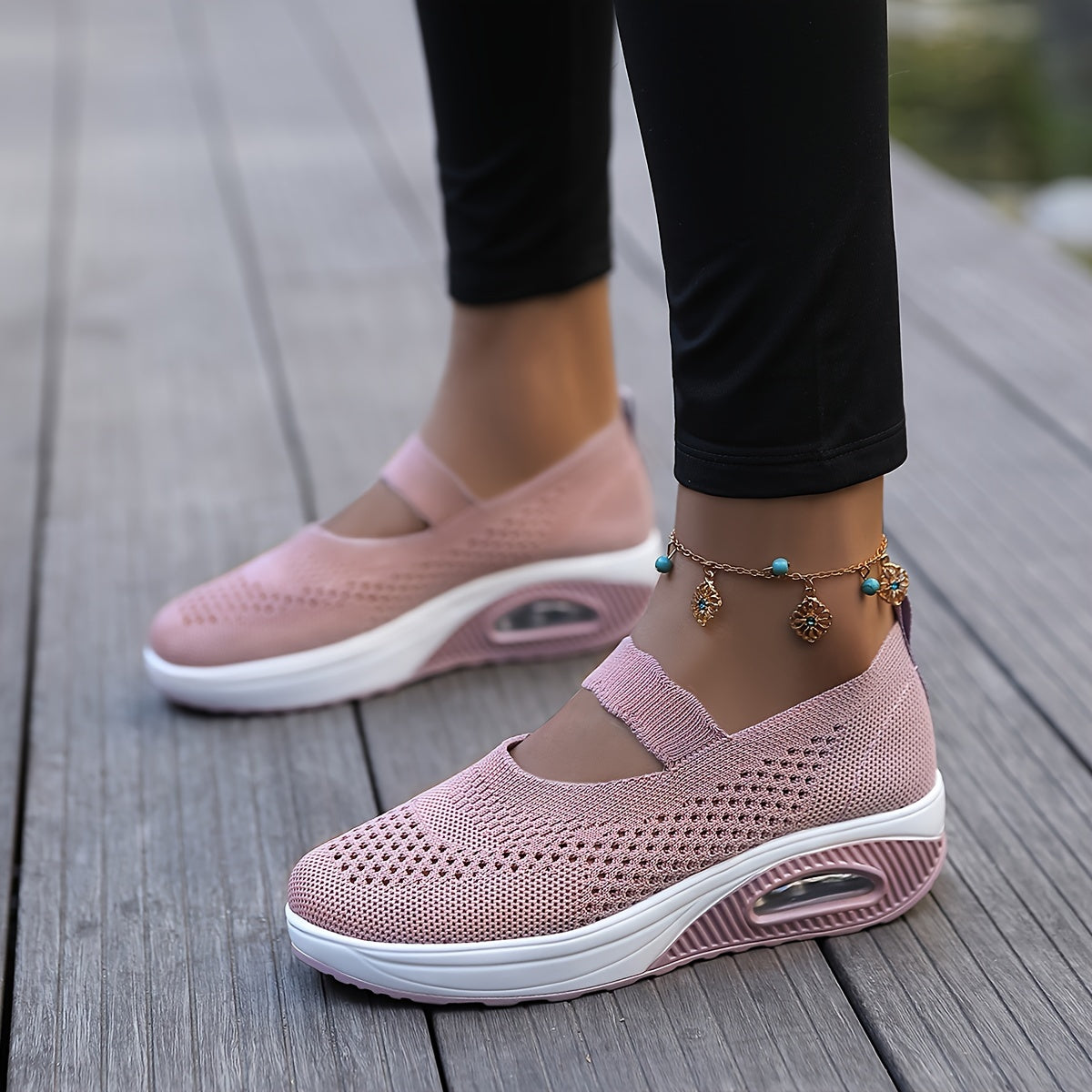 Women's Air Cushion Wedge Sneakers Breathable Slip on Mesh Sneakers