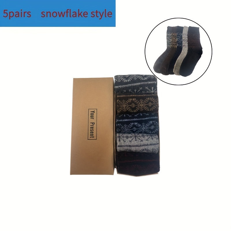 5 Pairs Men's Winter Warm Business Crew Socks