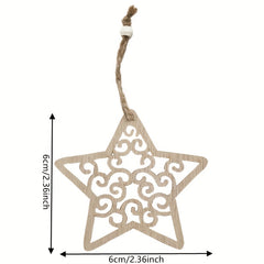 12pcs Wooden Snow Star Pendants for Party Decor