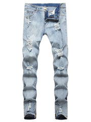 Men's Slim Fit Ripped Jeans Distressed Denim Pants
