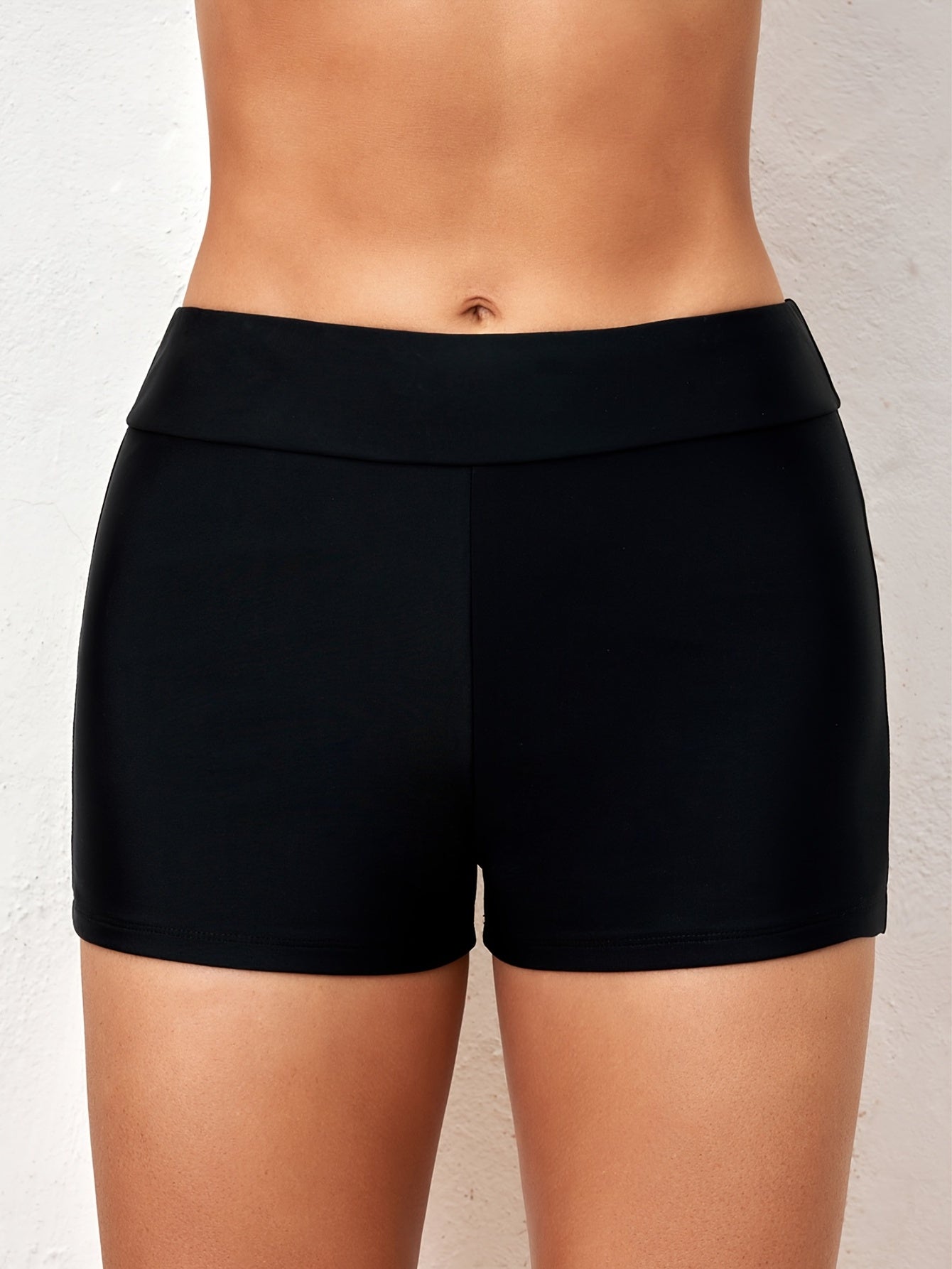 Solid High Waist Bikini Bottoms High Rise Stretchy Slim Fit Casual Beachwear