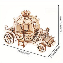 3D Wooden Pumpkin Carriage Puzzle Detailed Model DIY Craft Kit