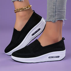 Women's Air Cushion Walking Shoes Flyknit Mesh Slip-on Sneakers