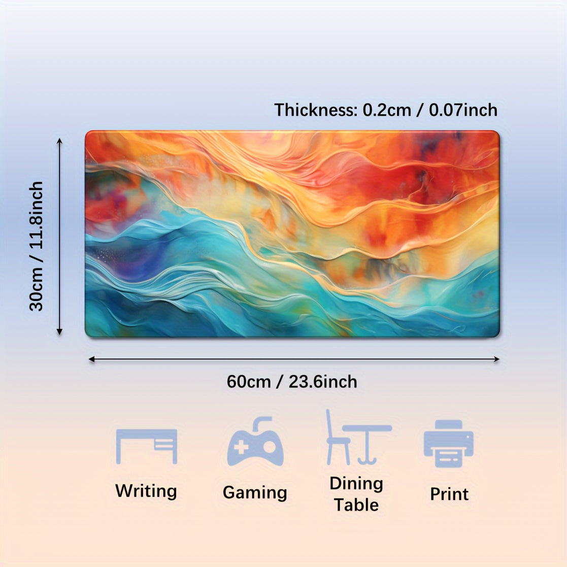 Colorful Water Pattern Mouse Pad Keyboard Mat Table Mat Gift Plus Size