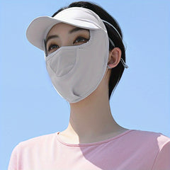 Sunproof Ice Silk Face Mask With Brim Elastic Mesh Breathable Face Covering
