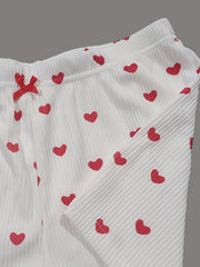 Heart Print Pajama Set Cami Top & Shorts Women's Sleepwear