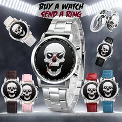 Skull Alloy Round Wrist Watch For Men And Women