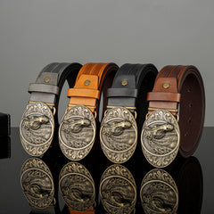 Retro Horse Pattern Buckle Belt For Men Denim Pants Jeans