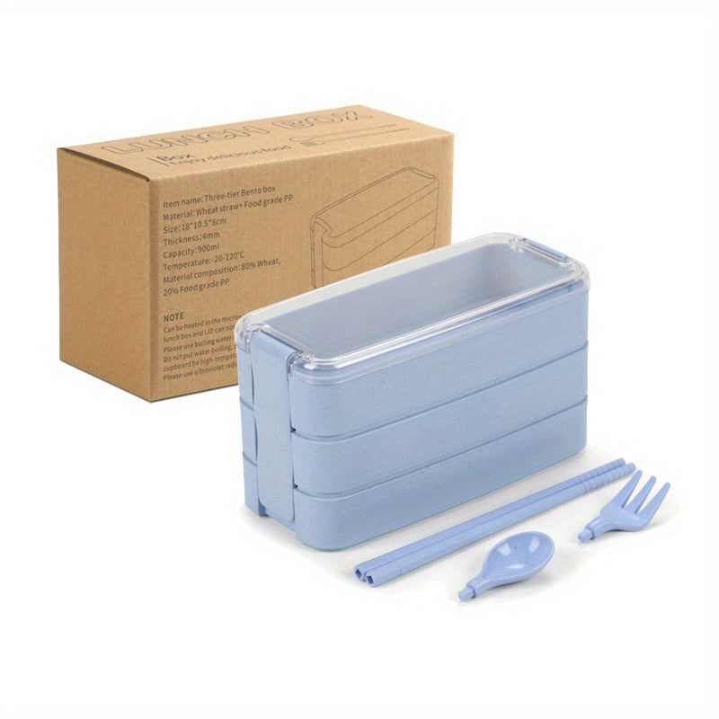 Leakproof Wheat Straw Lunch Box for Teens Large Capacity Bento Box