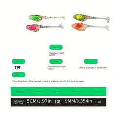 20pcs Mini Paddle Tail Swimbait Soft Worms for Fishing