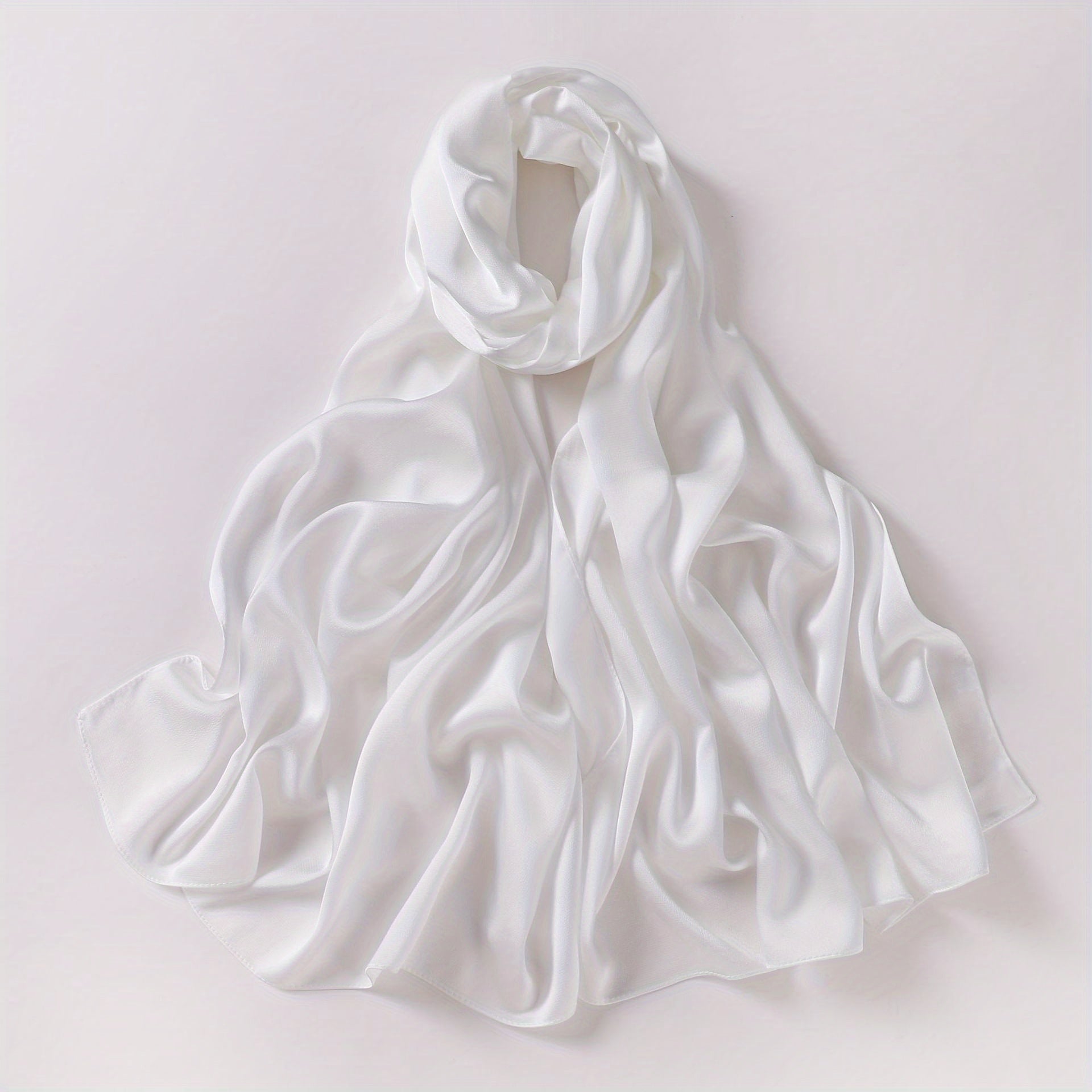Satin Hijab Solid Scarf Shawl Windproof Head Wrap Women Turban Bandana