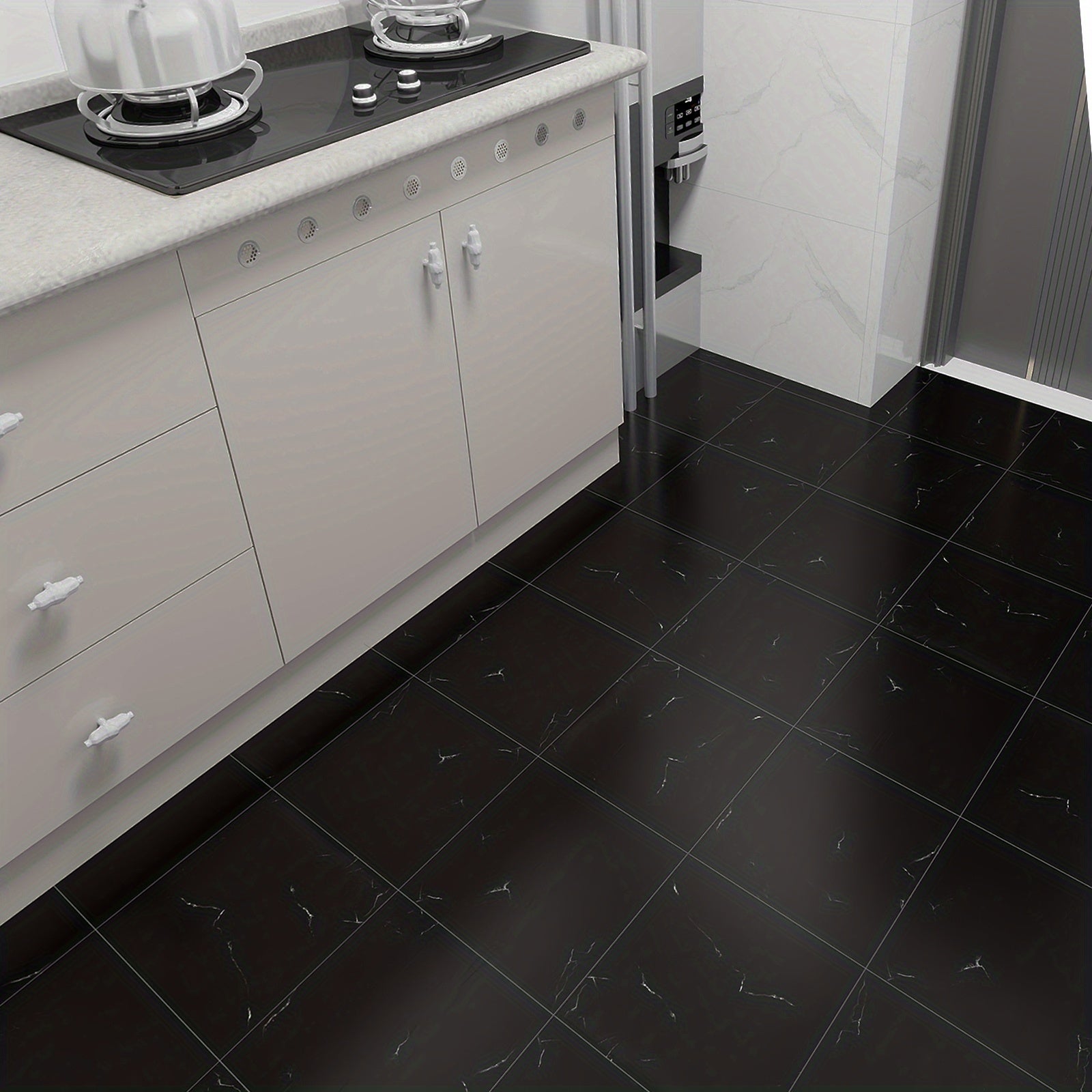 5pcs Marble Peel and Stick Floor Tiles - Waterproof & Easy Install