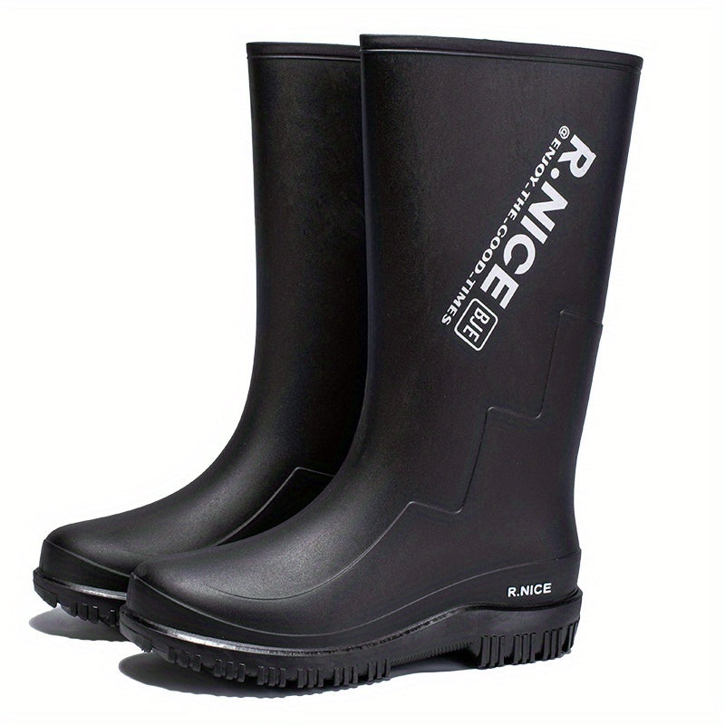 Men High Top Rain Boots Wear resistant Waterproof Non slip Galoshes